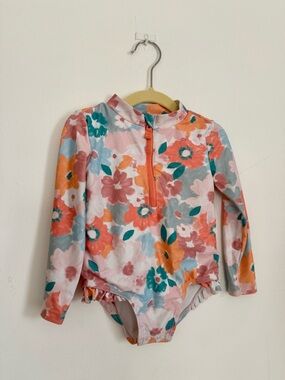Carter's Floral Long-Sleeve Rashguard Swimsuit
